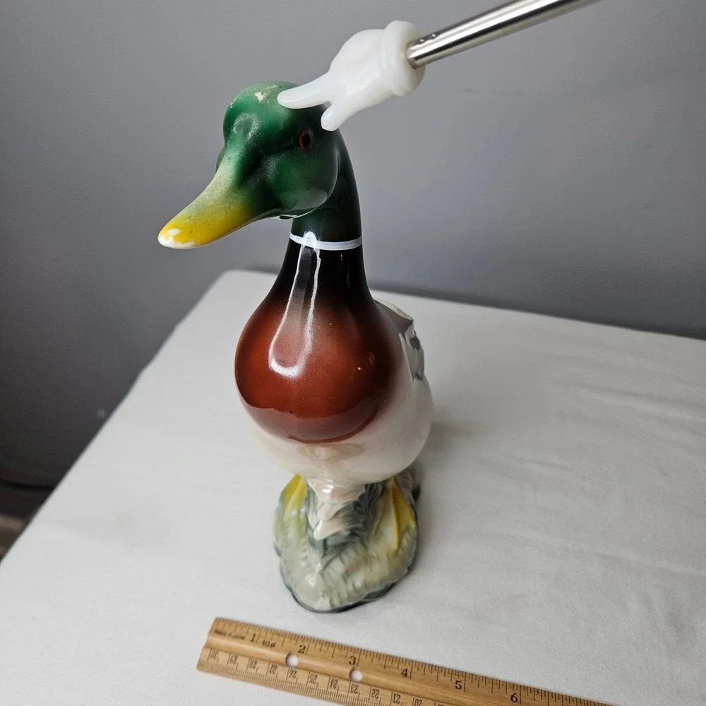 Vtg Mallard Duck Ceramic Planter Vase‎ Figurine Green Head Wildlife Decor 10.25